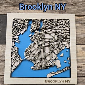 Brooklyn NY svg Datei, Brooklyn geschichtete Holzkarte Datei, Laser Map Datei, 3D Holzkarte svg Datei, New York Karte svg, Laserschnitt Landkarte svg