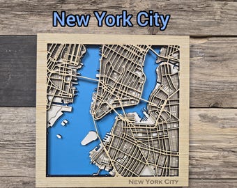 Carte de la ville de New York svg, fichier laser de carte de la ville, fichier de carte en bois 3D, fichier svg de carte, fichier de carte laser svg, svg pour carte de new york en bois, svg new york