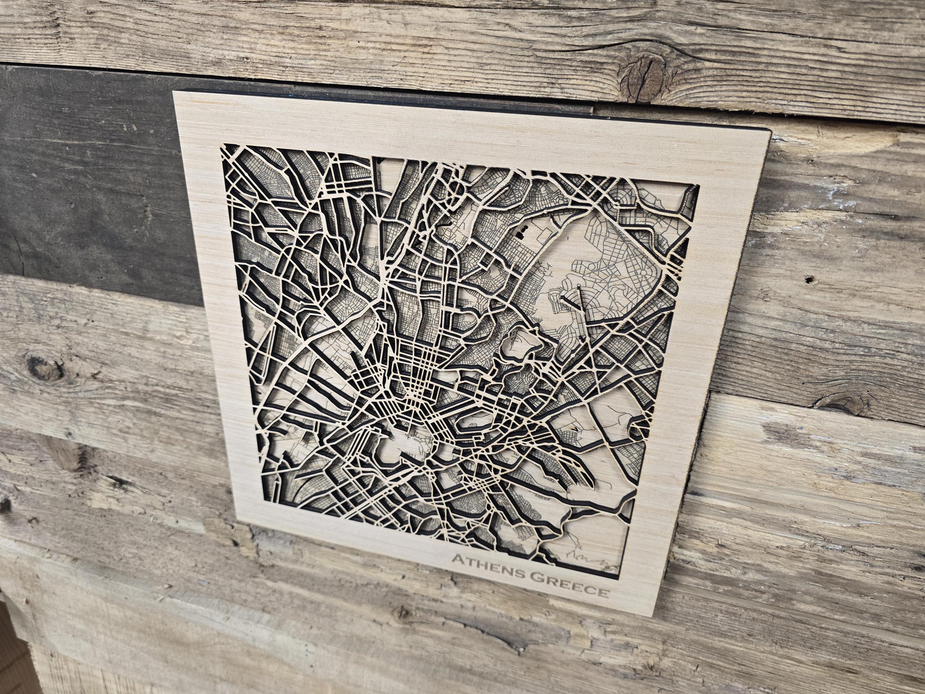 Athens Greece Layered Map SVG Laser Cutting File (digital Download) - Etsy