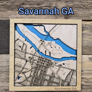 Savannah gelaagde kaartbestand, savannekaart svg, 3D-hout stadskaart svg, laserkaarten svg's, houten kaartbestanden, 3D-laserkaarten, kaart svg-bestanden voor lasers