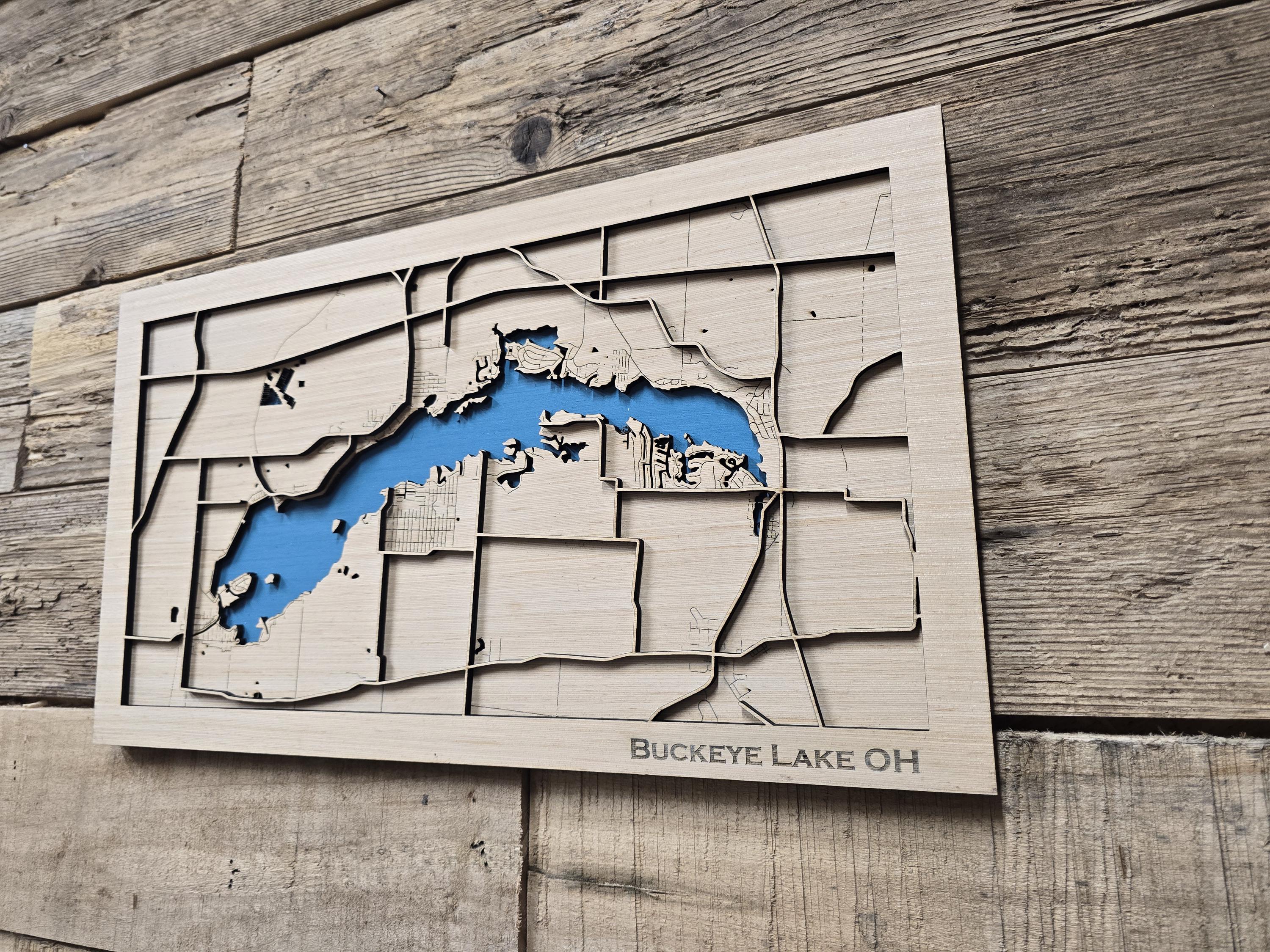 Ohio Layered Map Buckeye Lake Ohio Layered Lake Map SVG Laser Cutting File (digital ...