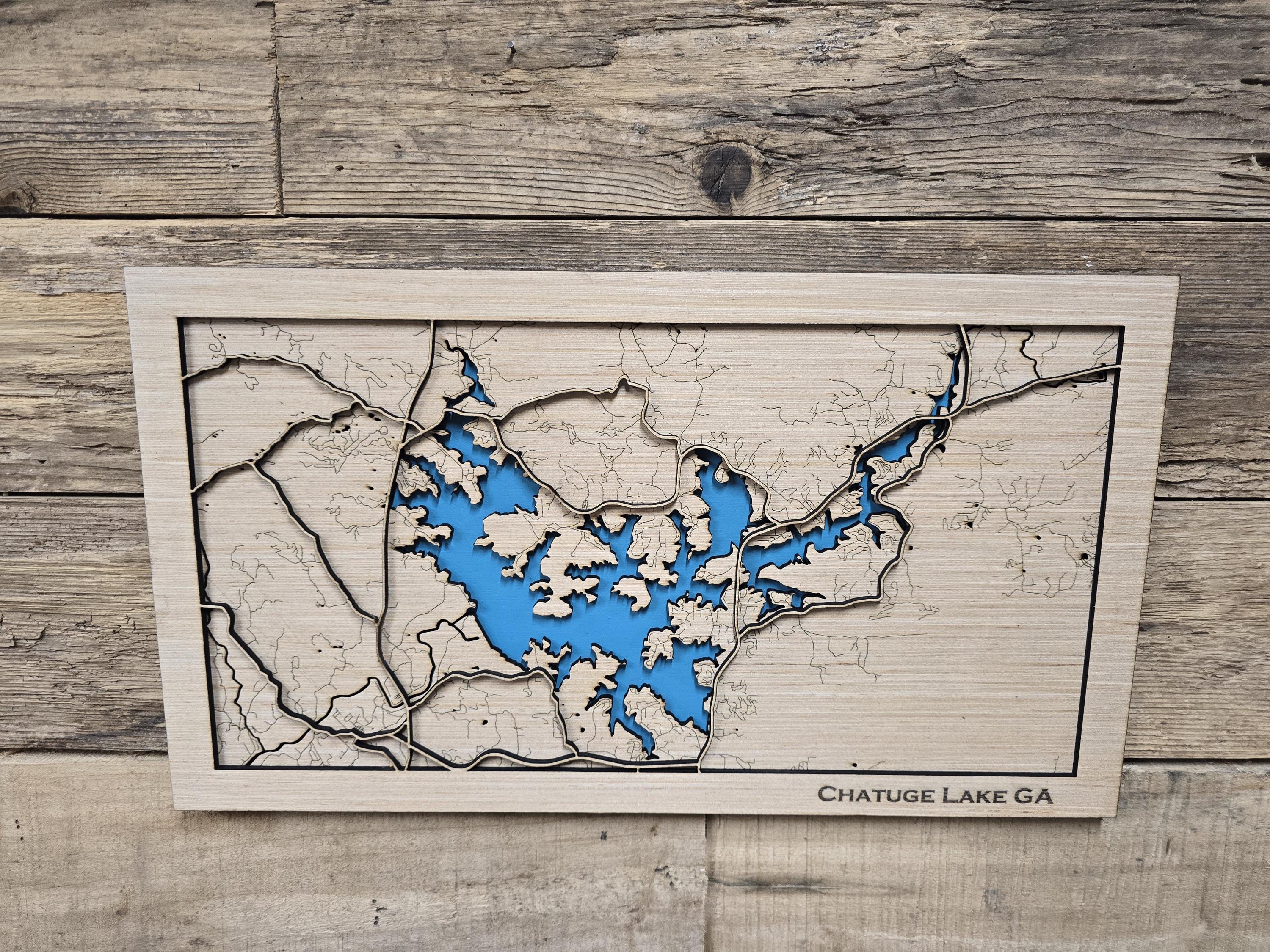 Lake Chatuge Georgia Layered Map SVG Cutting File (digital Download) - Etsy