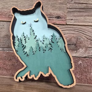 Layered Owl Forest SVG File: Laser Cut Vector Art (Digital Download)
