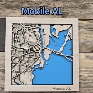 Mobile Alabama Lagenkarte svg Datei, Mobile AL svg, Lagenplan, Holzkarte, Laser geschnitten Lagenkarte, Lagenkarte, Mobile Laserkarte, Alabama Lagenplan