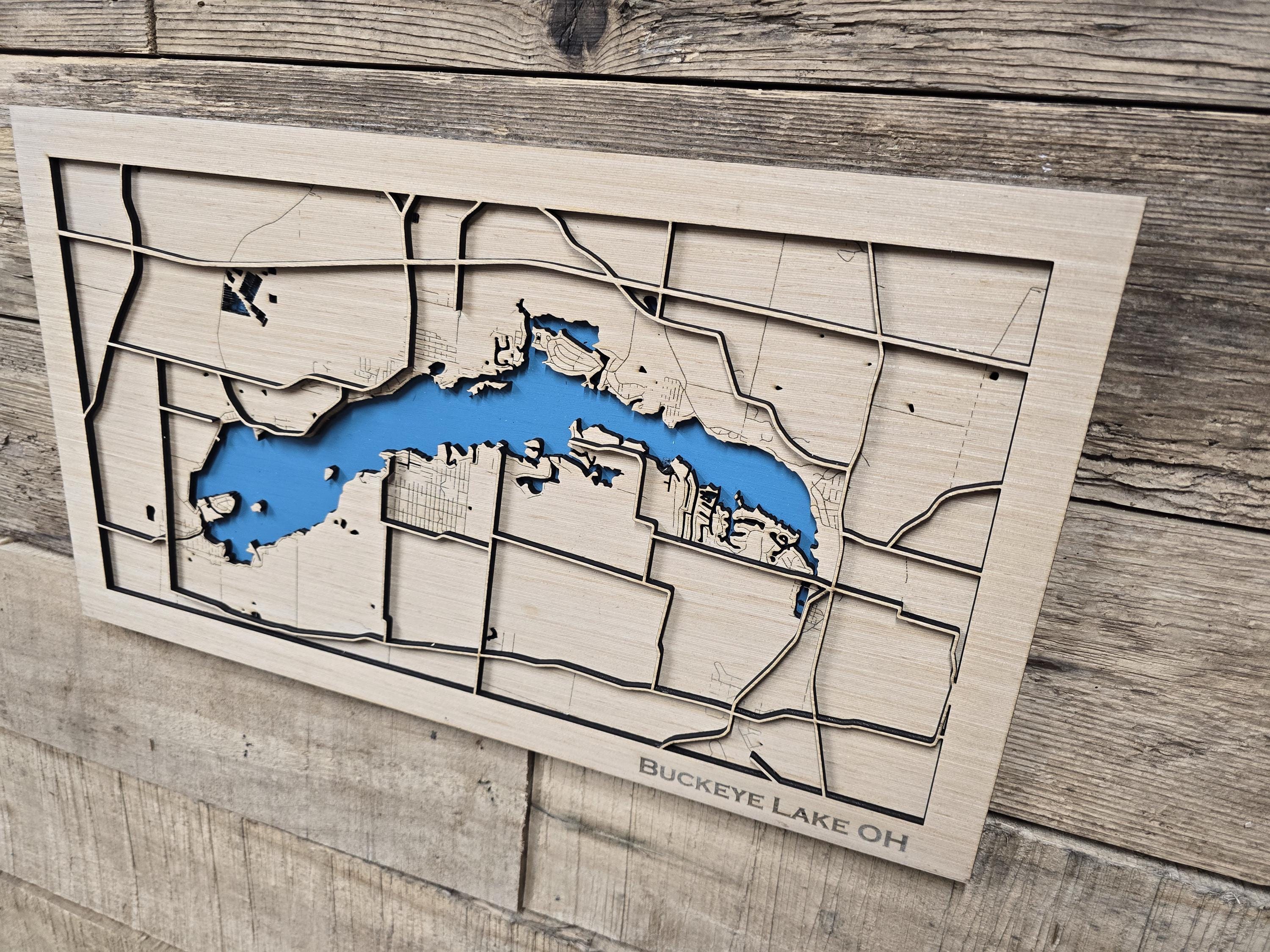 Ohio Layered Map Buckeye Lake Ohio Layered Lake Map SVG Laser Cutting File (digital ...