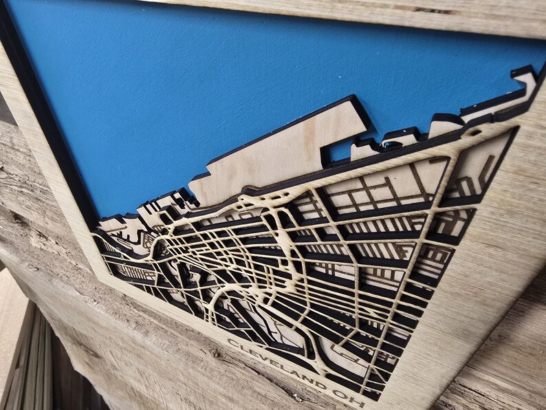 Ohio Layered Map Cleveland Ohio Layered Map SVG File: Laser Cut City Map (digital ...