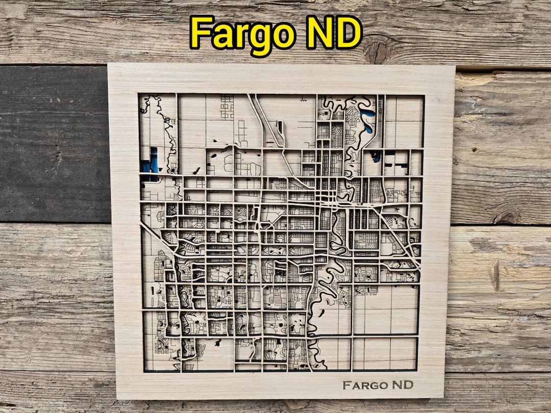 Fargo North Dakota Layered Map SVG Laser File Digital Download Etsy Il Jdkg 