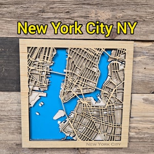 New York City Map SVG: 3D Wooden Laser Cut File (Digital Download)