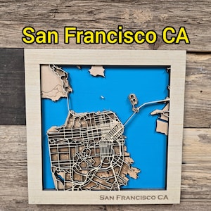 San Francisco Map SVG-Datei: Laser geschnittene 3D Holzkarte (Digital Download)