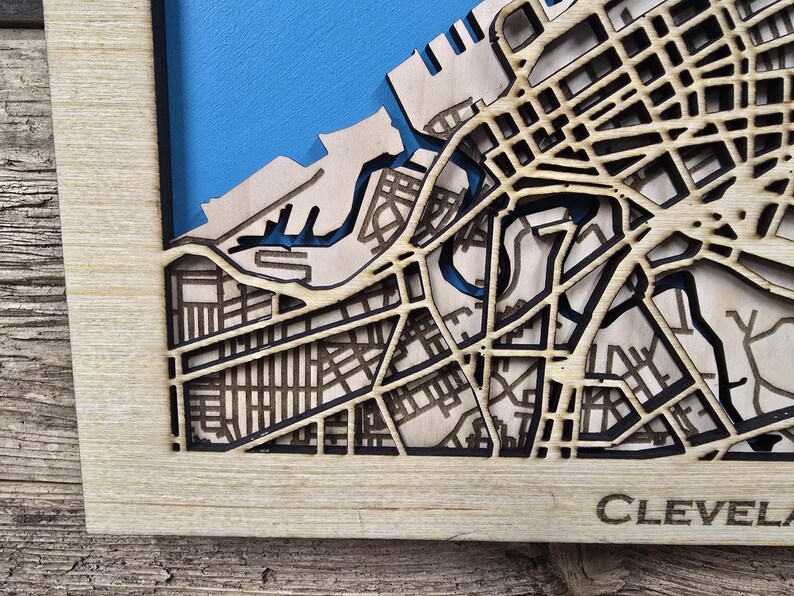 Ohio Layered Map Cleveland Ohio Layered Map SVG File: Laser Cut City Map (digital ...