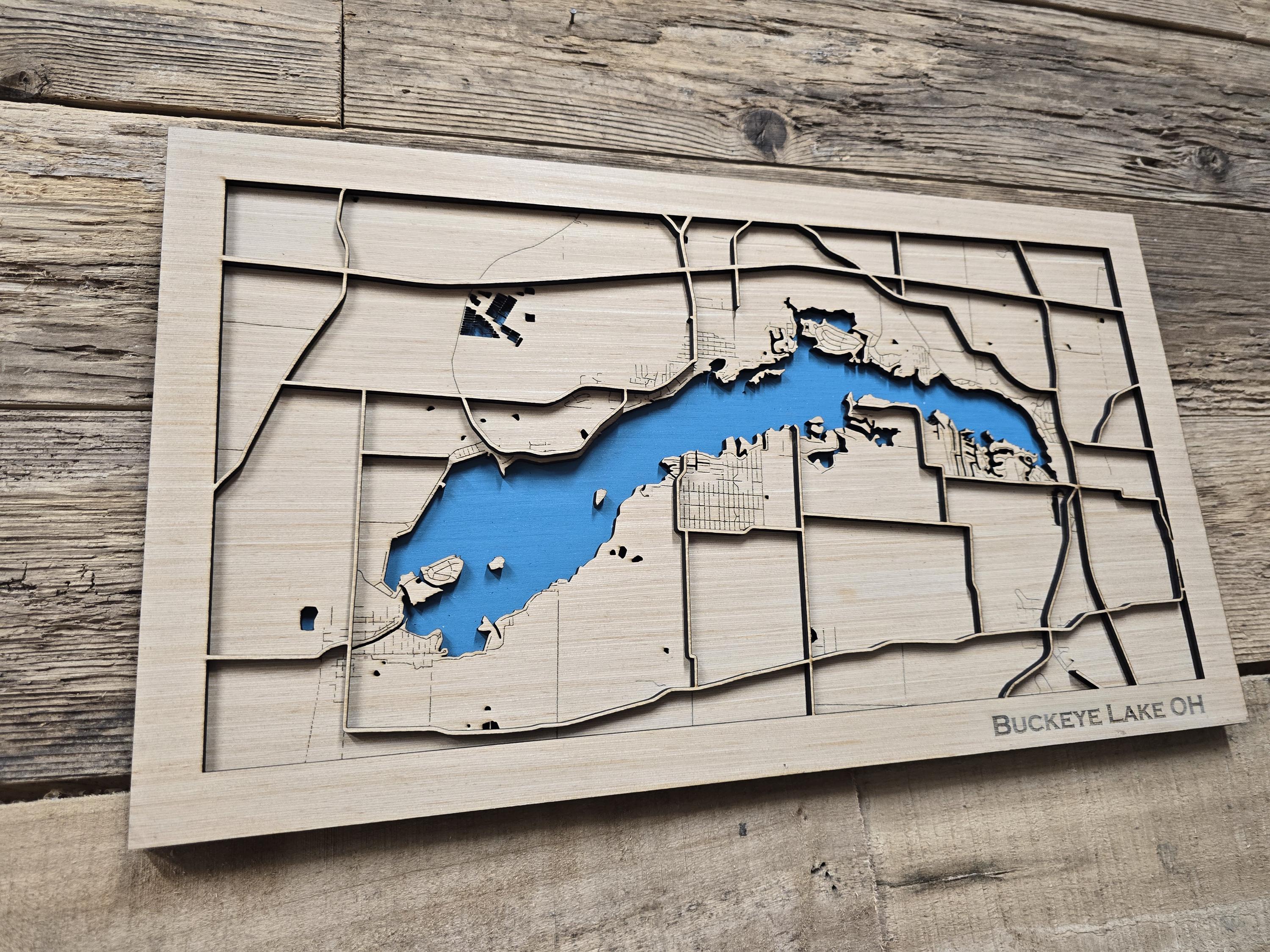 Ohio Layered Map Buckeye Lake Ohio Layered Lake Map SVG Laser Cutting File (digital ...