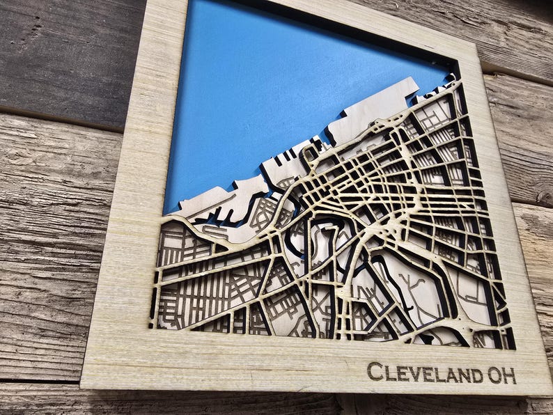 Ohio Layered Map Cleveland Ohio Layered Map SVG File: Laser Cut City Map (digital ...