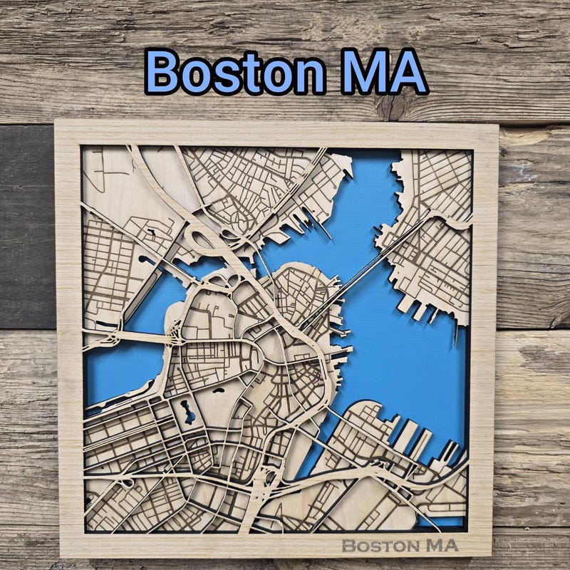 Boston Wood Map Art - Etsy