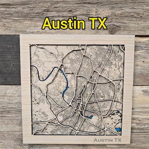 Austin Texas Layered Wood Map SVG File: Laser Cut 3D City Map (Digital Download)