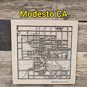 Modesto California Laser Cut Wood Map SVG Cutting File (Digital Download)