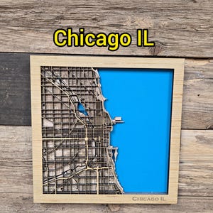 Chicago Laser Cut Karte SVG-Datei: 3-lagiger Holz Stadtplan (Digitaler Download)