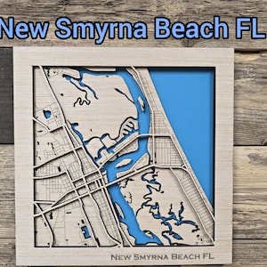 Neue Smyrna Beach Lagenkarte SVG-Datei, Lagenkarte Stadtplan SVG, Karte SVG, Lagenplan Holzkarte, Laser Cut Karte svg, Lagenplan Laser Map svg