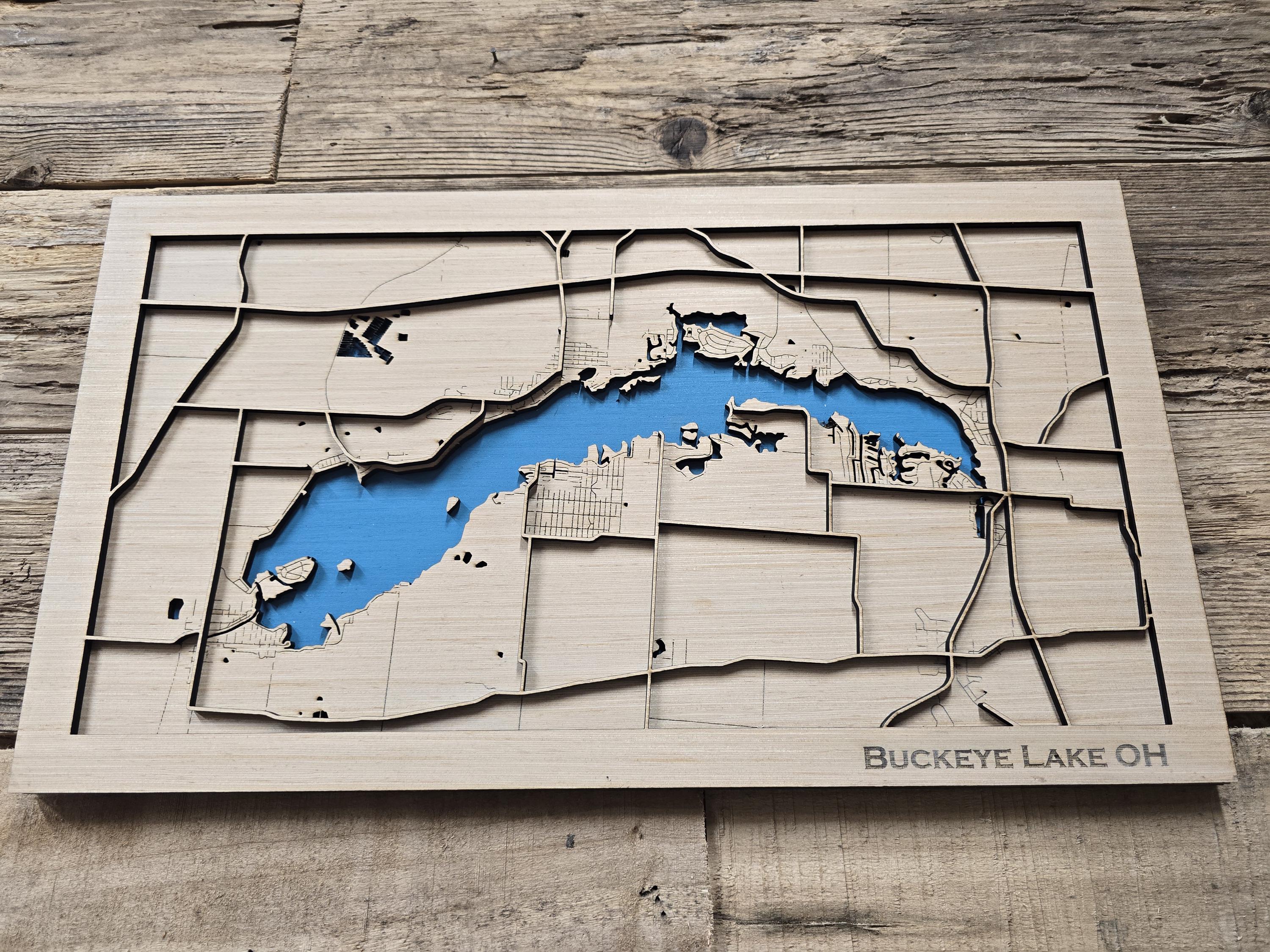 Ohio Layered Map Buckeye Lake Ohio Layered Lake Map SVG Laser Cutting File (digital ...