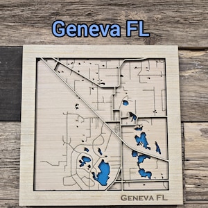 Genève Florida gelaagde kaart svg, stadskaart svg, kaartbestand voor lasersnijden, 3D-houtkaart svg, gelaagde stadskaart svg-bestand, kaart Genève, Florida kaart svg