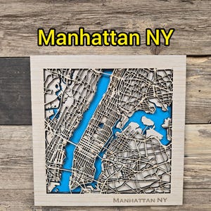 Manhattan Layered Wood Map SVG File: Laser Cut City Map (Digital Download)