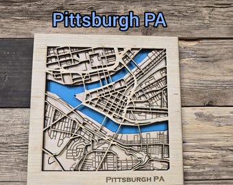 Pittsburgh Layered 3D Map SVG File for Laser Cutting (Digital Download)
