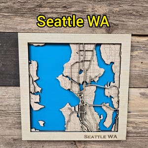 Seattle Layered Map SVG File: Laser Cut Wooden City Map (Digital Download)