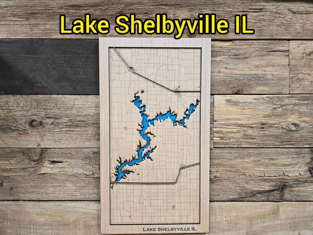 Lake Shelbyville Illinois Layered Map SVG File Digital Download Etsy Il Mh0j 
