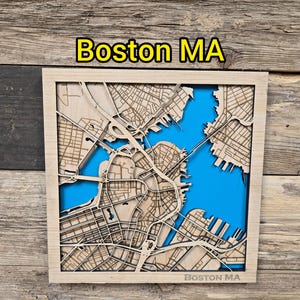 Boston Laser Cut Map SVG File: 3-Layer City Design (Digital Download)
