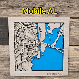 Mobile Alabama Laser Cut Map SVG: Layered Wood Map (Digital Download)