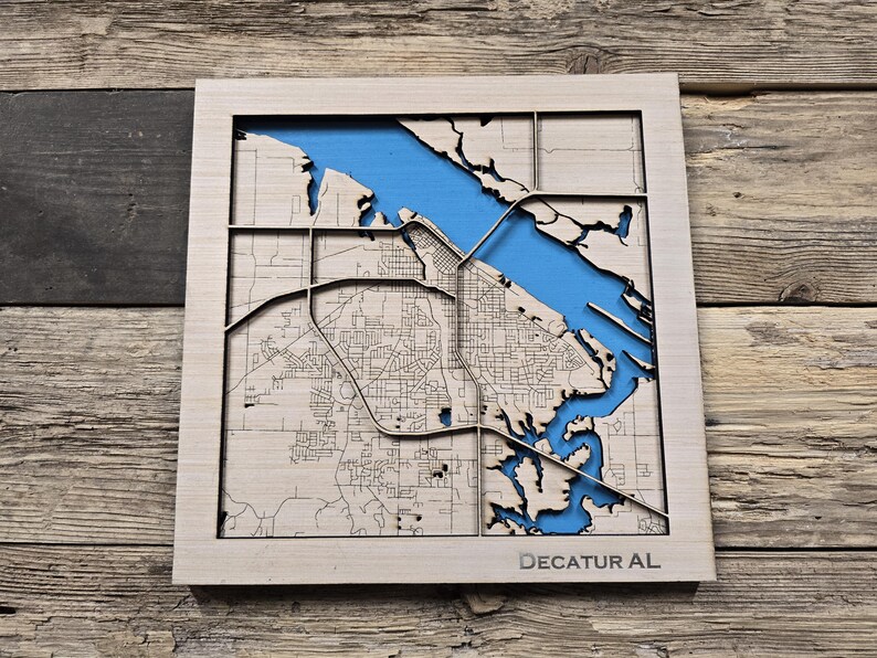 Decatur Alabama Layered Map SVG Laser Cutting File (digital Download ...