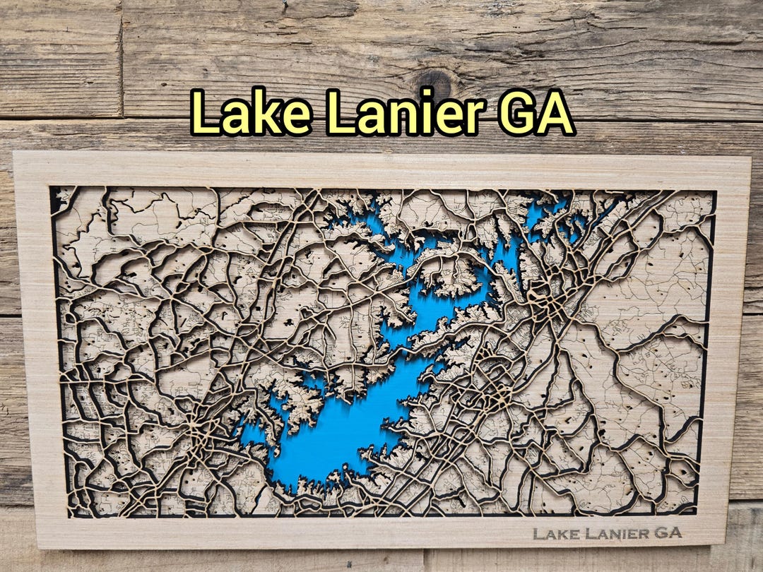 Lake Lanier Georgia Laser Cut Map: 3D Layered SVG File (digital ...