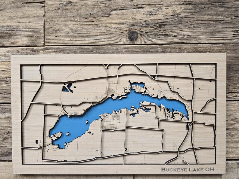 Ohio Layered Map Buckeye Lake Ohio Layered Lake Map SVG Laser Cutting File (digital ...