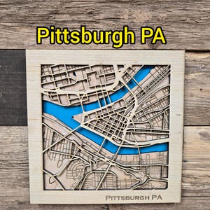 Pittsburgh Layered 3D Map SVG File for Laser Cutting (Digital Download)
