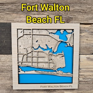 Fort Walton Beach Layered Wood Map SVG, Laser Cut File (Digital Download)