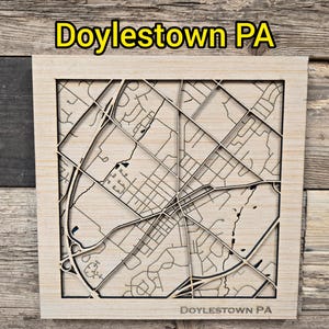 Mapa de madera estratificada de Doylestown, Pensilvania, archivo SVG (descarga digital)