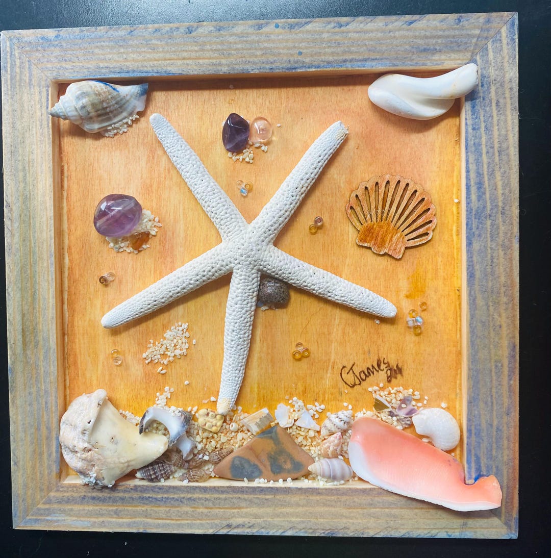 Handmade …wooden Frame With Shells and Beads - Etsy