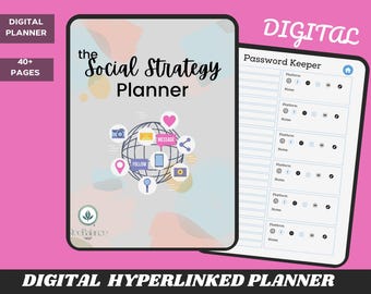 Social Stragegy Planner Instagram Planner Creator Media  Hyperlinked Planner YouTube Planner Blogging Planner Best 2025 Digital Planner