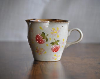 Handmade Strawberry Ceramic Coffee Mug with Hidden Fruit Detail