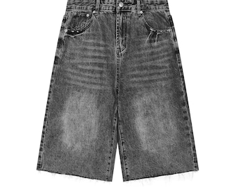 IDLE CLUB Jorts Herren Vintage Wide Leg Denim Shorts
