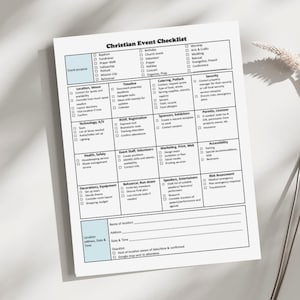 Lista de verificación de eventos sencilla para cristianos 8.5 x 11 1 página Fe Reunión cristiana Agenda Planificación Recaudación de fondos Iglesia PDF Conferencia Bautismo Fiesta
