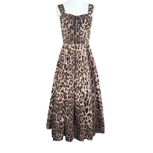 Italian designer Brown Leopard print push up 100% cotton dress