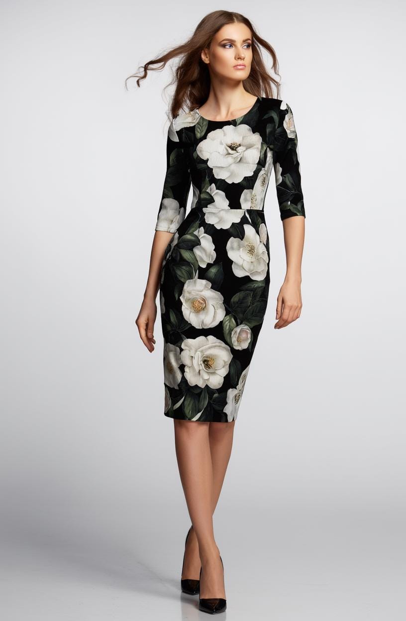 DOLCE & GABBANA シルク花柄スカート ブラック　ボタン　40サイズ Dolce & Gabbana // Black & Red Silk Floral Dress – VSP