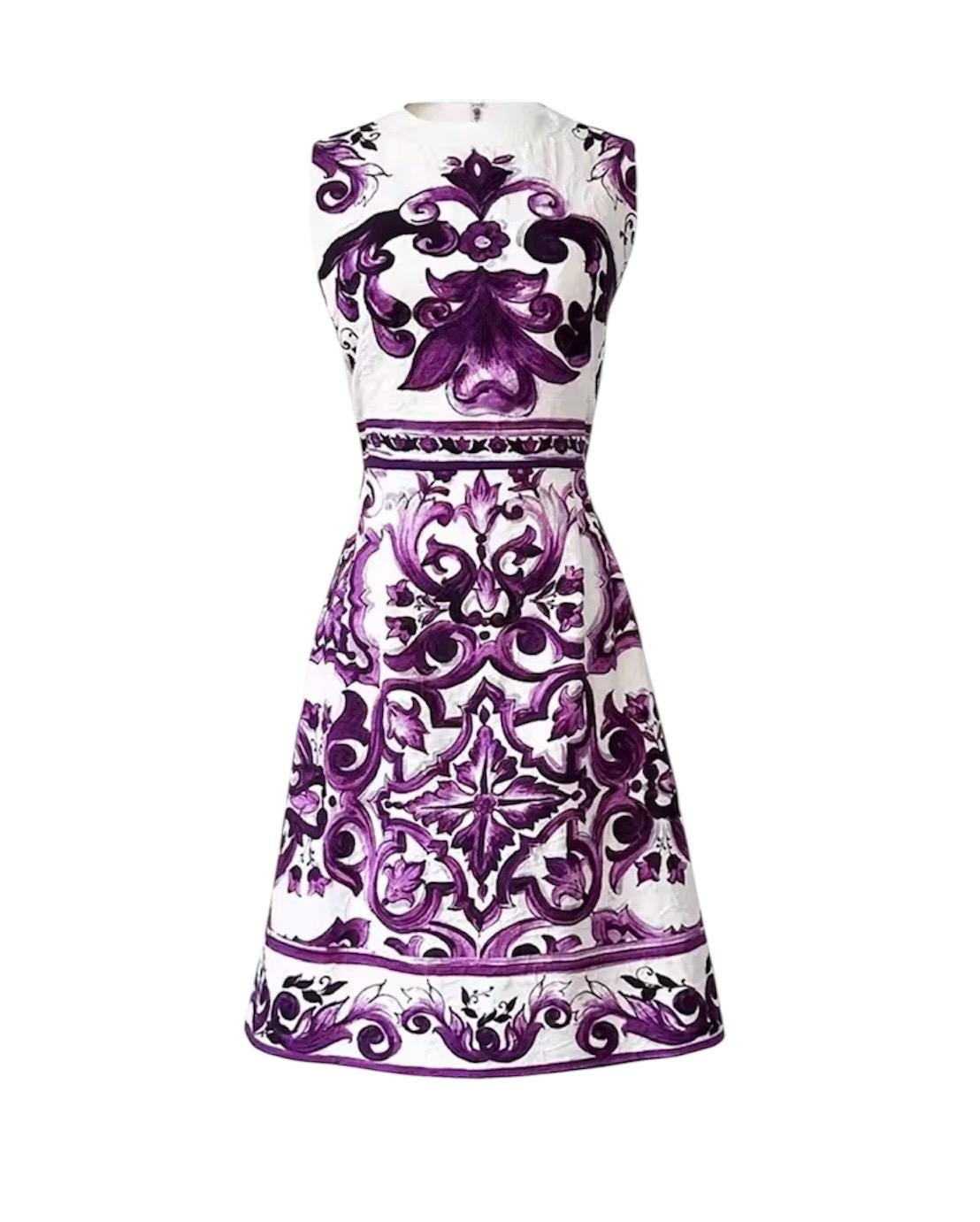 Handmade Italian Designer Brocade Majolica Print Sleeveless Mini Dress, Purple White Minidress Summer Dress - Etsy Handmade Italian Designer Brocade Majolica Print Sleeveless Mini Dress, Purple White Minidress Summer Dress - Etsy