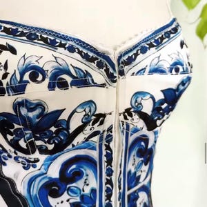 Hand Made Italian Luxury Blue Color Majolica 100% Silk Dress Summer ...