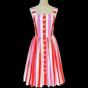 Italian Luxury Playful Stripes print 100% cotton dress