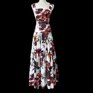 Handmade Italian Tiles Style Floral print Set Crop Top and Skirt Summer dress cotton