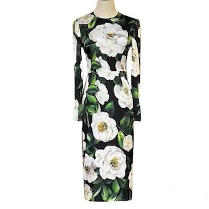 slim fit dress slacks Dolce & Gabbana Lace Contrast Bodycon Ruched Dress Green Black main image 1