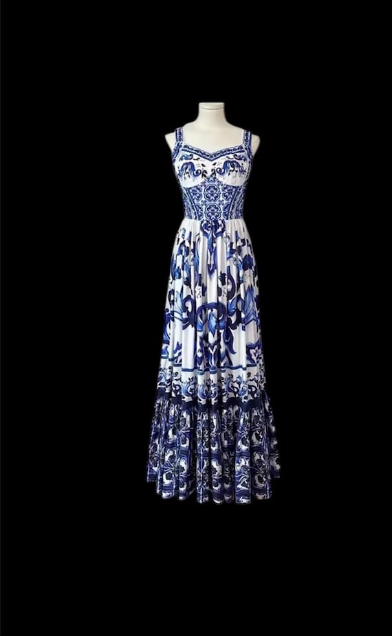 italian corset dress Evita Italian Rose Print Corset Maxi Dress - Rose Print