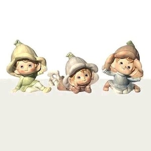 Vintage Homco Fairy Pixies Three  Vintage Homco Pixie Children Ceramic Figurines Fairy Children Figurines
