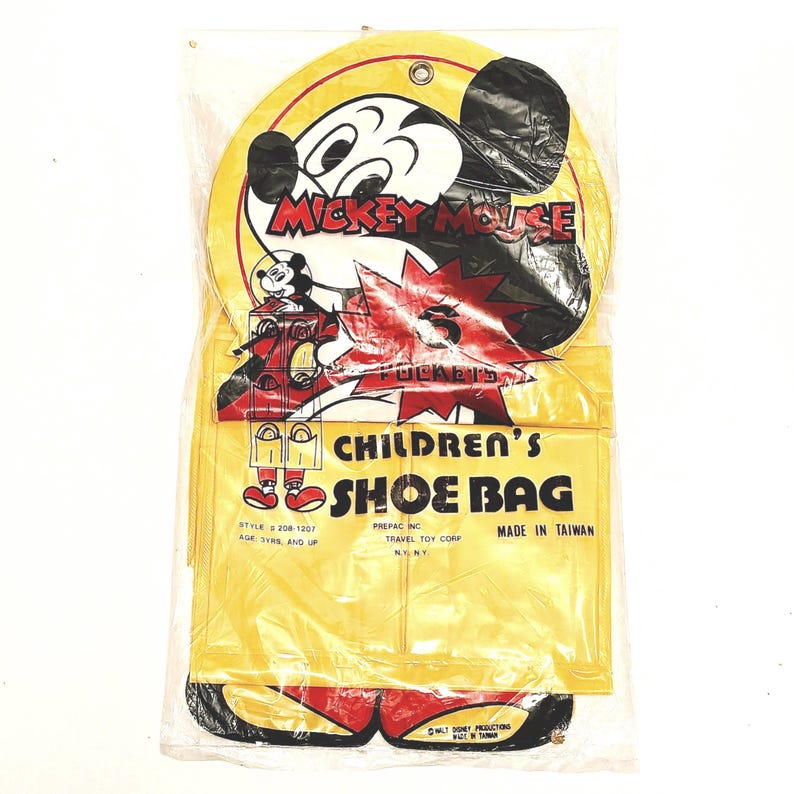 Vintage New Mickey Mouse Children’s Shoe Bag Walt Disney Productions 1950s Shoe Bag Bild 1